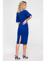 Dámské zavinovací šaty s rukávy královská modř model 21185924 - Makover Dámské zavinovací šaty s rukávy královská modř model 21185924 - Makover