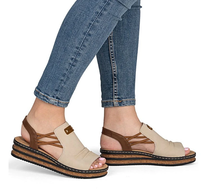 damskie na beżowe model 22087115 - Rieker