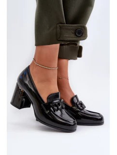 Dámské lakované lodičky na podpatku černé D&A model 21655956 - S.Barski