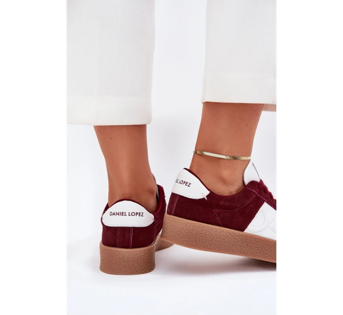 Zamszowe Sneakersy Damskie Daniel Lopez Just Dare SS2D4023 Bordowe