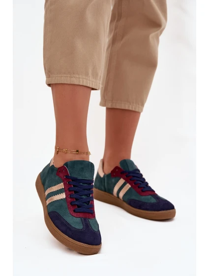 Zazoo N1068 Semišové Nízké Tenisky Dámské Tmavě Zelená