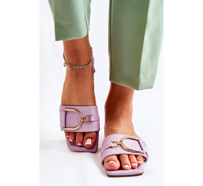 Dámské klasické kožené pantofle s zdobením fialový Shilla