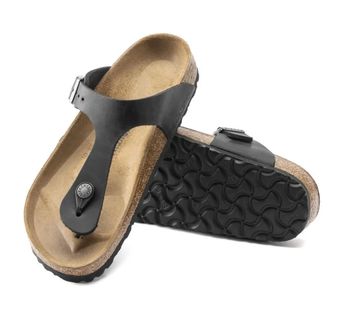 Dámske/pánske žabky Birkenstock Gizeh NU Oiled Black Regular z olejovanej kože pre široké chodidlo (0845251) Dámske/pánske žabky Birkenstock Gizeh NU Oiled Black Regular z olejovanej kože pre široké chodidlo (0845251)