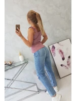 Tmavo ružová nariasená blúzka bez ramienok