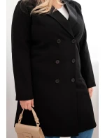 Dámský kabát Plus Size model 21959214 s límcem černý - K-Fashion