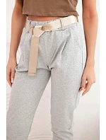 Nohavice Punto s opaskom sivý melanž Nohavice Punto s opaskom sivý melanž