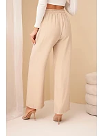Široké nohavice z viskózy tmavobéžovej farby