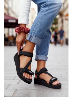 Piankowe Sandały Na Koturnie Big Star FF274A349 Czarne