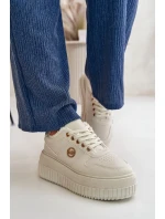Sneakersy Buty Sportowe Damskie Ocieplane Na Masywnej Podeszwie Beżowe Verissha