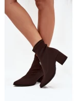 Botki Damskie Na Słupku Ze Złotym Detalem Zazoo 3128 Czekoladowe Botki Damskie Na Słupku Ze Złotym Detalem Zazoo 3128 Czekoladowe