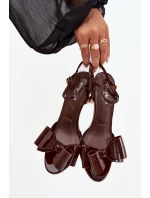 Lakierowane Sandały Na Szpilce Z Kokardą Czekoladowe Noliva Lakierowane Sandały Na Szpilce Z Kokardą Czekoladowe Noliva