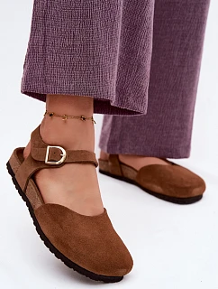 Kožené Semišové Dámské Sandály S Uzavřenými Prsty Maciejka H7365-02 Hnědé