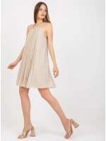 Šaty DHJ SK model 17604059 světle béžová - FPrice Šaty DHJ SK model 17604059 světle béžová - FPrice