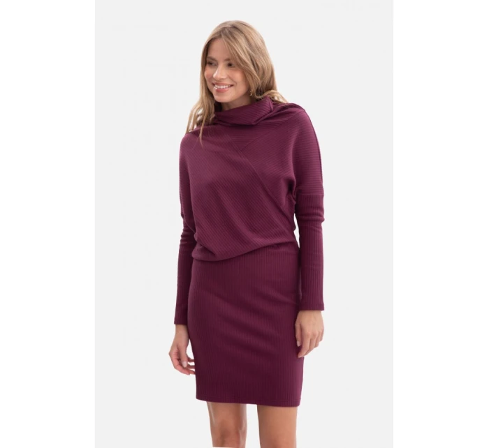 B309 Úpletové blúzkové šaty - slivka B309 Úpletové blúzkové šaty - slivka