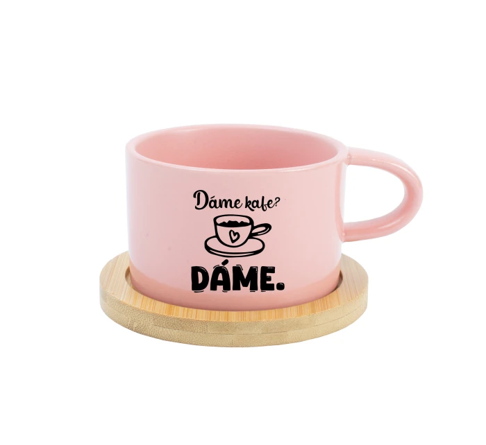 DÁME KAFE? DÁME. - růžový hrníček makronka 200 ml