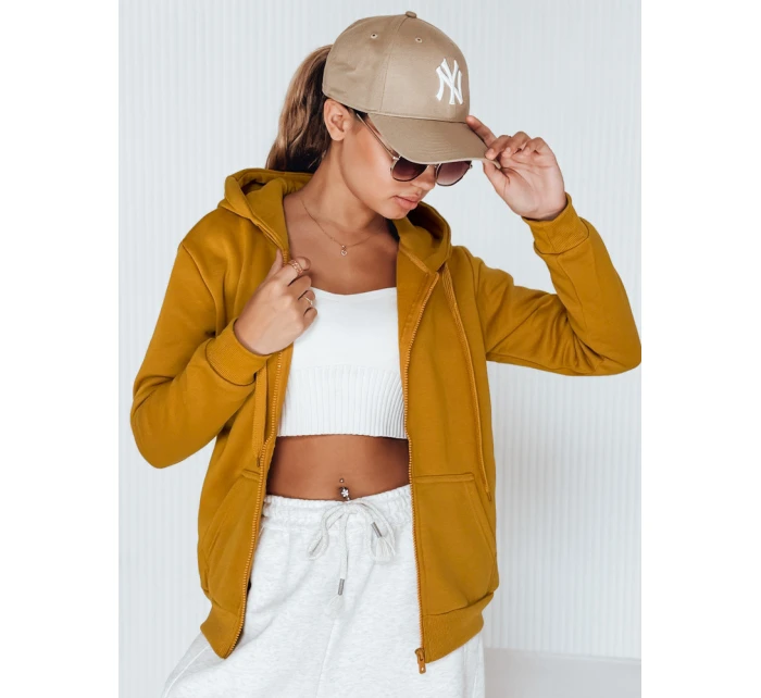 Dámska mikina s kapucňou na zips camel BY0227