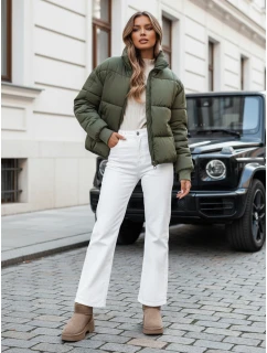 Dámská krátká zimní prošívaná bunda zelená Dstreet model 21990558 - FashionStreet