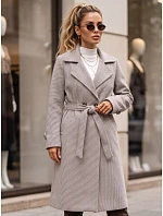 Dlhý dámsky dvojradový kabát s opaskom, hnedý, FashionStreet NY0807 Dlhý dámsky dvojradový kabát s opaskom, hnedý, FashionStreet NY0807