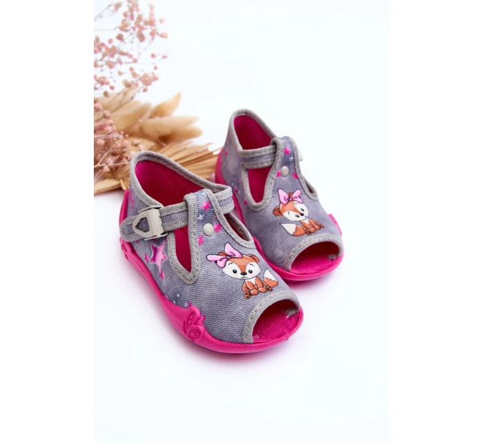 Sandałki Papcie Wiewiórki Befado 213P137 Szaro-Różowe