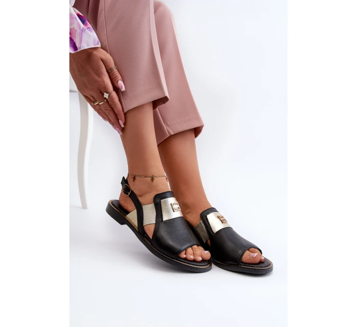 Zazoo 40385 Damskie Skórzane Sandały Czarne