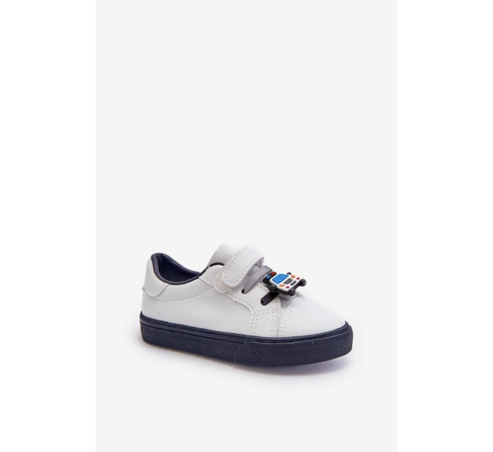 Dziecięce Sneakersy Trampki Z Przypinką Biało-Granatowe Pennyn