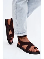 sandály z přírodního semiše  Čokoládové model 22140913 - D&A