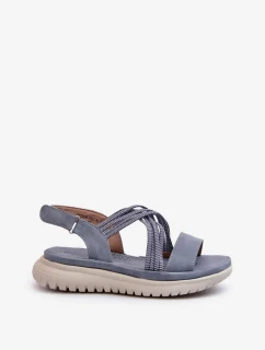Ľahké, pohodlné dámske sandále na suchý zips, modré, Ceclea