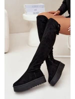 Dámské kozačky nad kolena na platformě Big Star – černé