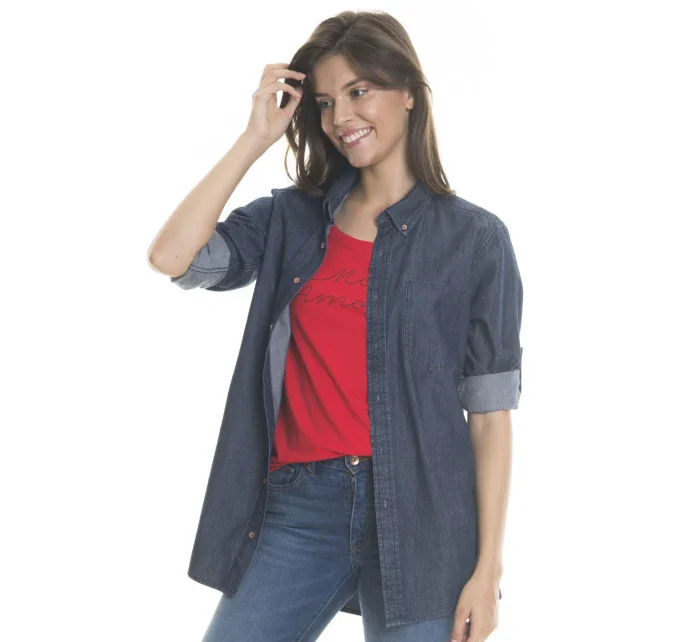 Big Star Košeľa s dlhým rukávom 145676 Dark Jeans-603