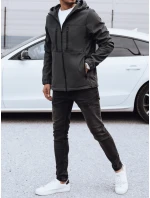 Pánská přechodná softshellová bunda s kapucí tmavě šedá Dstreet model 21980023 - FashionStreet