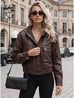 Kurtka damska skórzana z kapturem brązowa model 22341135 - FashionStreet