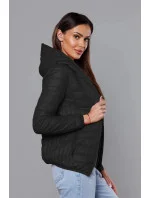 Černá dámská prošívaná bunda s kapucí model 18044793 - S'WEST Černá dámská prošívaná bunda s kapucí model 18044793 - S'WEST