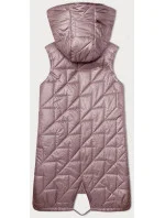 Růžová prošívaná dámská vesta s asymetrickou spodní částí model 19447207 - S'WEST Růžová prošívaná dámská vesta s asymetrickou spodní částí model 19447207 - S'WEST