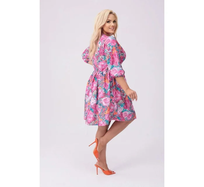 Ružové a zelené dámske letné kvetinové šaty (8276) Ružové a zelené dámske letné kvetinové šaty (8276)