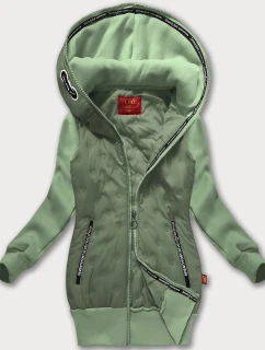 Šedo-zelená dámska bunda s kapucňou LHD (AMG-162A)