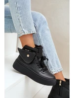 Wysokie Sneakersy Z Saszetką Na Platformie Czarne Saramis