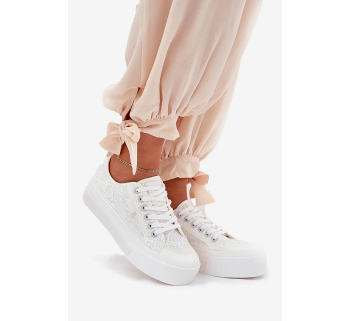 Dámské Krajkové Tenisky Big Star model 21690706 Bílé - Big Star Shoes Dámské Krajkové Tenisky Big Star model 21690706 Bílé - Big Star Shoes