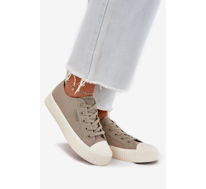 Materiałowe Trampki Damskie Na Platformie Big Star RR274779 Szare