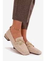 Dámské mokasíny z pravé kůže se zlatým detailem D&A Béžové model 22031885 - S.Barski