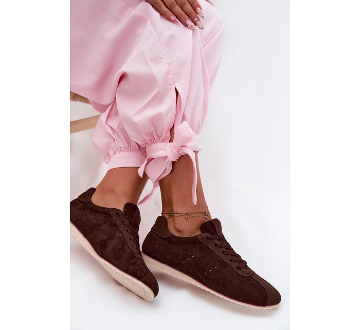 Dámské tenisky z eko semiše nízké čokoládové model 22122911 - Boto