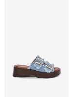 Dámske papuče na platforme 100-486 Džínsová modrá s čiernou - Joalice Paris Dámske papuče na platforme 100-486 Džínsová modrá s čiernou - Joalice Paris