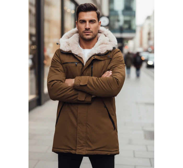 Pánská zimní bunda parka s kapucí béžová Dstreet model 21982648 - FashionStreet