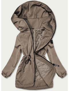 Béžová dámska bunda parka s kapucňou (B8121-12)