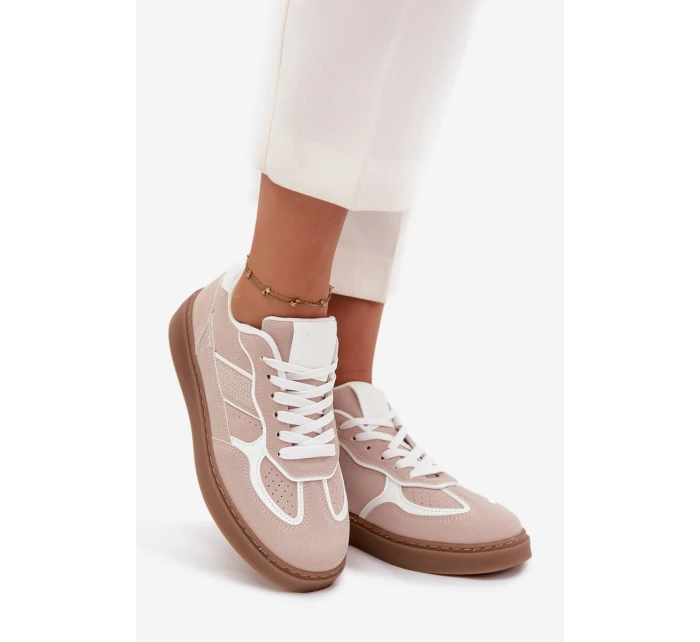 Niskie Sneakersy Damskie Beżowe Brenelle