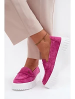 Kožené semišové dámské polobotky na platformě nazouvací model 22126219 - VINCEZA