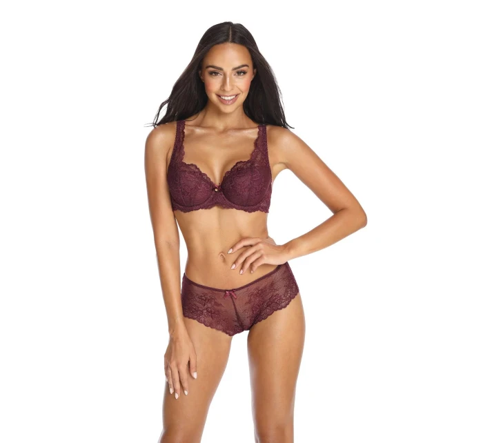 Vyztužená dámská podprsenka Cora model 18351650 bordó - Mat