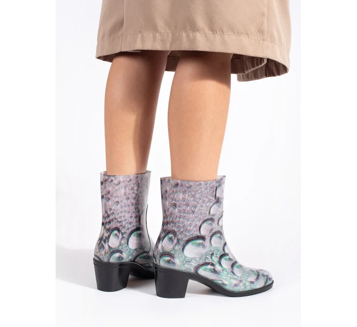 Módne dámske pestrofarebné gumáky na širokom podpätku Módne dámske pestrofarebné gumáky na širokom podpätku