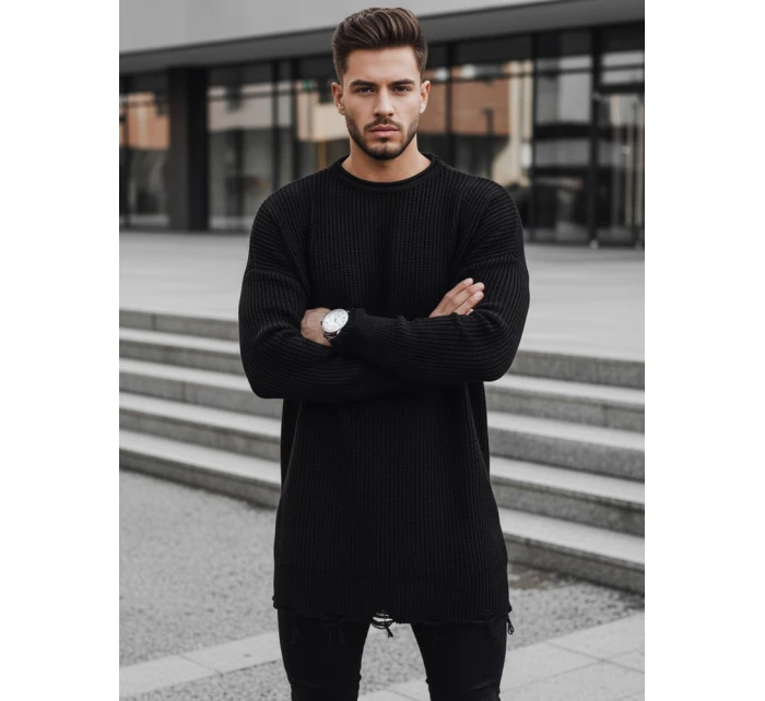 Pánský černý svetr Dstreet model 21966872 - FashionStreet Pánský černý svetr Dstreet model 21966872 - FashionStreet