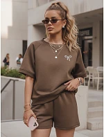 Letni komplet damski masełko z miękkiej wiskozy brązowy FashionStreet AY1188