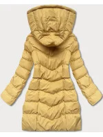 Žltá dámska zimná bunda s kapucňou (5M750-254)